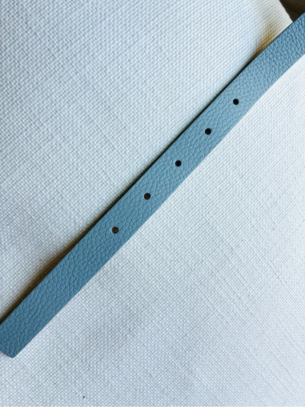 *NWT* Kate Spade M 90cm Genuine Leather Belt Baby Blue - Gold Buckle